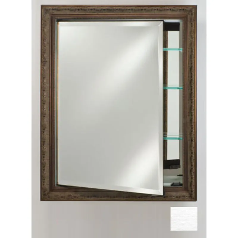 Weekend Sale Afina Signature 24" x 36" Tribeca Satin Silver Recessed Reversible Hinged Single Door Medicine Cabinet With Beveled Edge Mirror