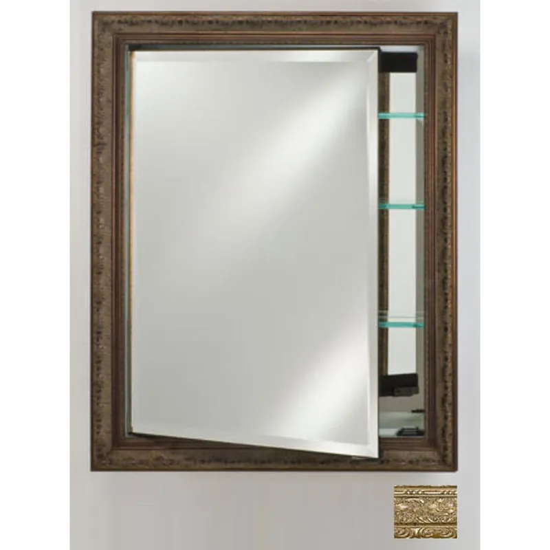 Budget Afina Signature 24" x 36" Regal Antique Silver Recessed Reversible Hinged Single Door Medicine Cabinet With Beveled Edge Mirror