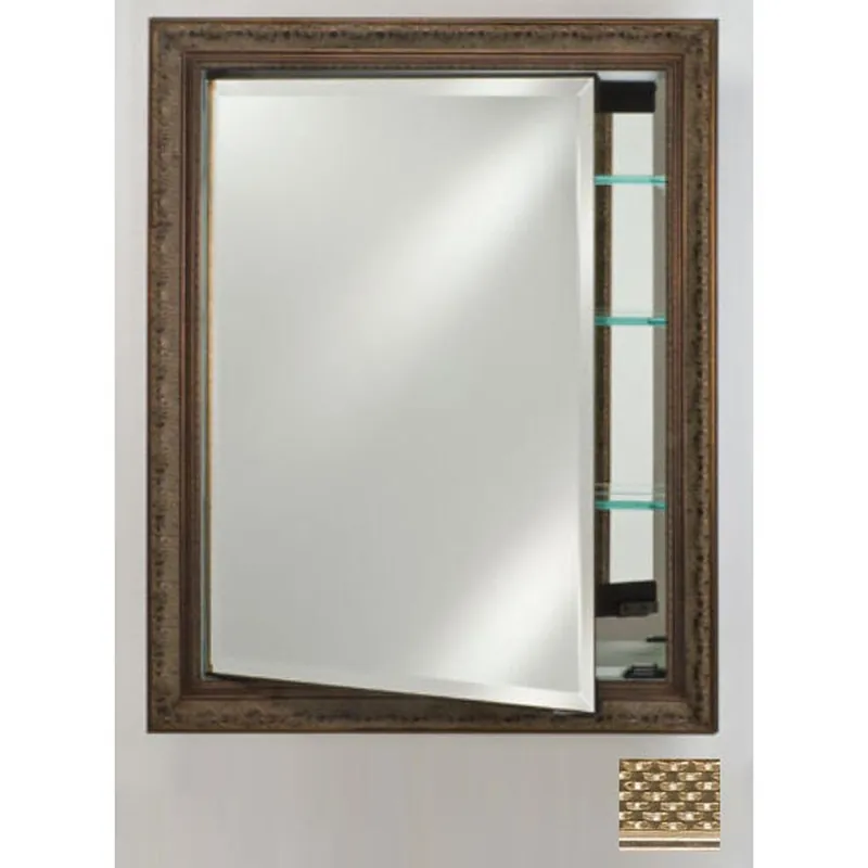 Trusted Brand Afina Signature 24" x 36" Elegance Antique Silver Recessed Reversible Hinged Single Door Medicine Cabinet With Beveled Edge Mirror