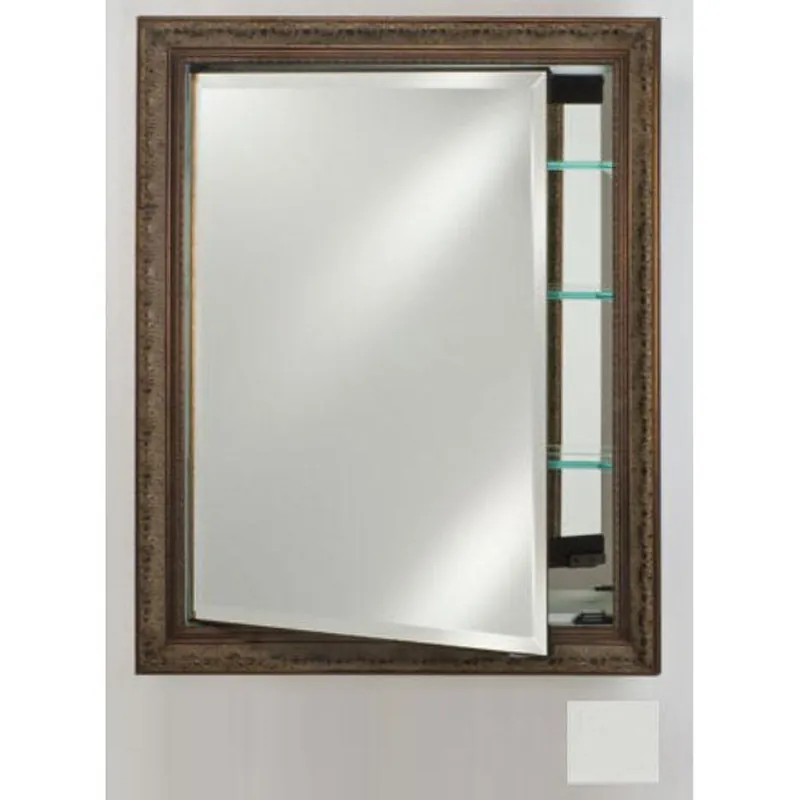Afina Signature 24" x 36" Colorgrain White Recessed Reversible Hinged Single Door Medicine Cabinet With Beveled Edge Mirror Original