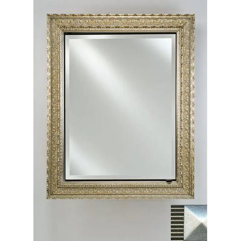 Afina Signature 24" x 30" Meridian Antique Silver with Antique Silver Caps Recessed Reversible Hinged Single Door Medicine Cabinet With Beveled Edge Mirror Last Chance