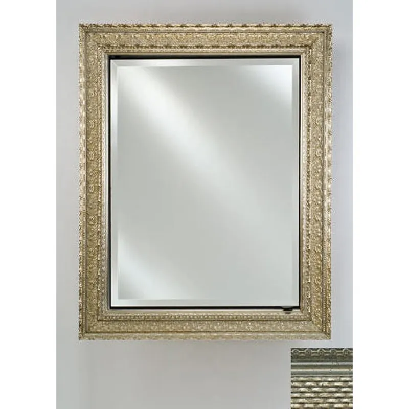 Free Returns Afina Signature 24" x 30" Elegance Antique Silver Recessed Reversible Hinged Single Door Medicine Cabinet With Beveled Edge Mirror