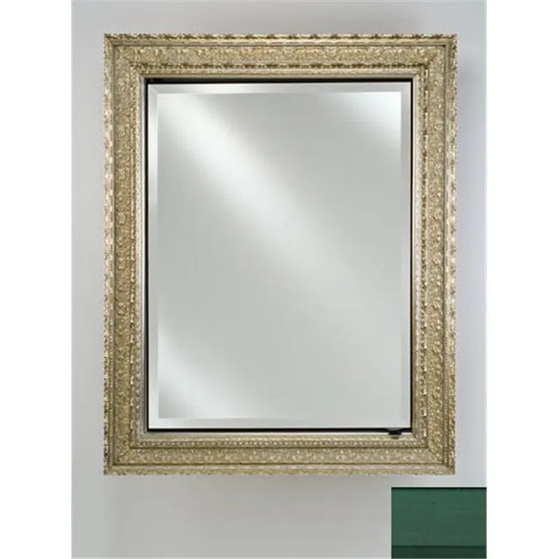 Professional Grade Afina Signature 24" x 30" Colorgrain Green Recessed Reversible Hinged Single Door Medicine Cabinet With Beveled Edge Mirror
