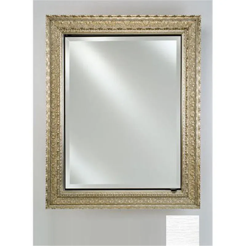 Afina Signature 20" x 30" Tribeca Satin Silver Recessed Reversible Hinged Single Door Medicine Cabinet With Beveled Edge Mirror Sale