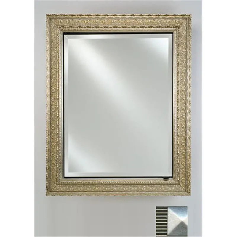 Afina Signature 20" x 30" Meridian Antique Silver with Antique Silver Caps Recessed Reversible Hinged Single Door Medicine Cabinet With Beveled Edge Mirror Free Returns