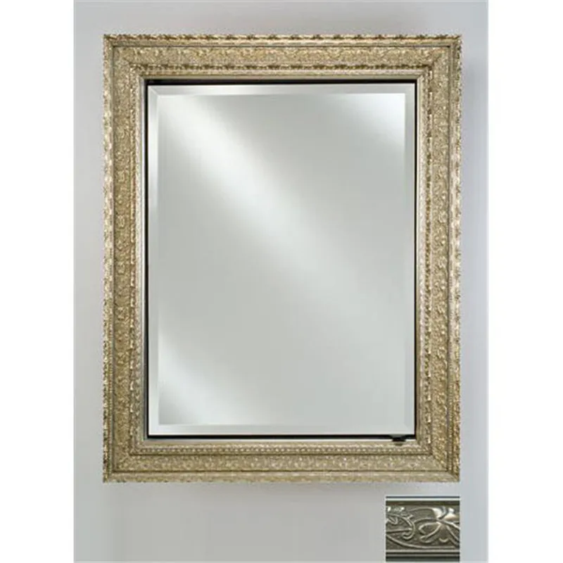 Hassle-Free Returns Afina Signature 20" x 30" Aristocrat Antique Silver Recessed Reversible Hinged Single Door Medicine Cabinet With Beveled Edge Mirror