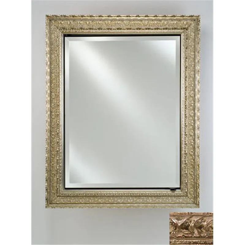 Afina Signature 20" x 26" Tuscany Antique Silver Recessed Reversible Hinged Single Door Medicine Cabinet With Beveled Edge Mirror Warranty Included
