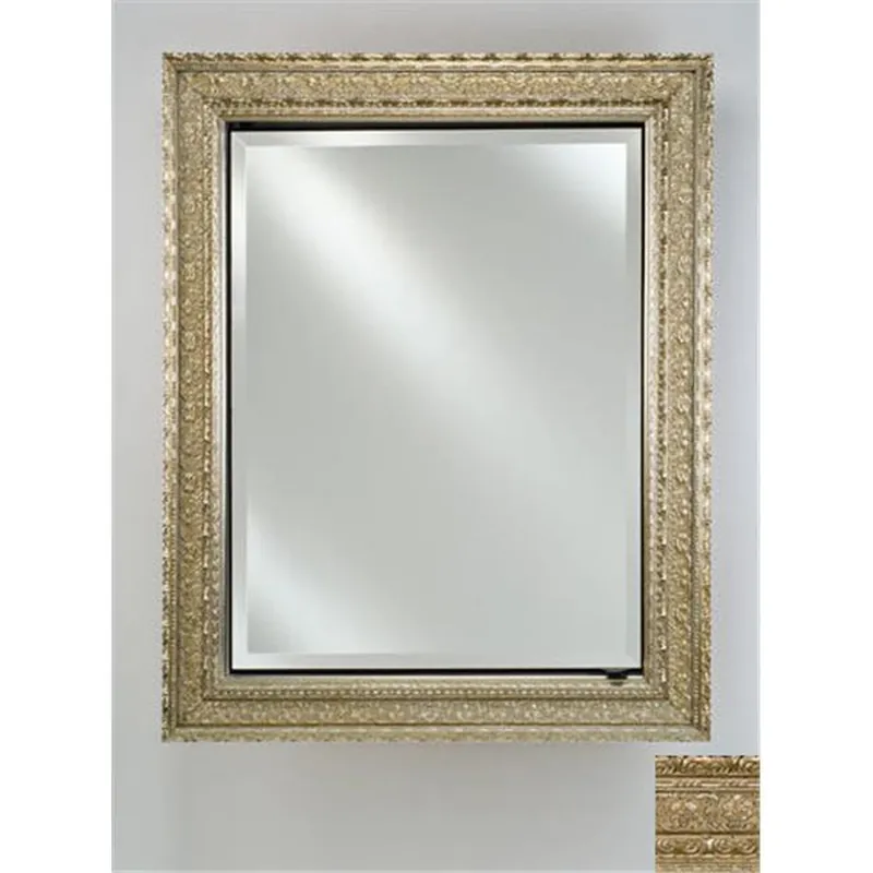 Free Shipping Afina Signature 20" x 26" Regal Antique Silver Recessed Reversible Hinged Single Door Medicine Cabinet With Beveled Edge Mirror