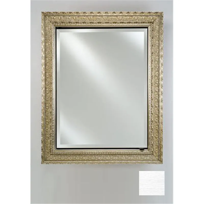 Afina Signature 17" x 36" Tribeca Satin Silver Recessed Reversible Hinged Single Door Medicine Cabinet With Beveled Edge Mirror Best Choice