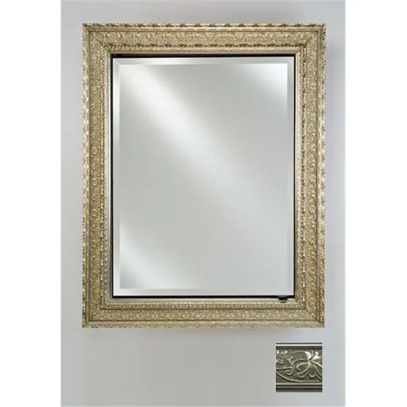 Big Sale Afina Signature 17" x 36" Aristocrat Antique Silver Recessed Reversible Hinged Single Door Medicine Cabinet With Beveled Edge Mirror