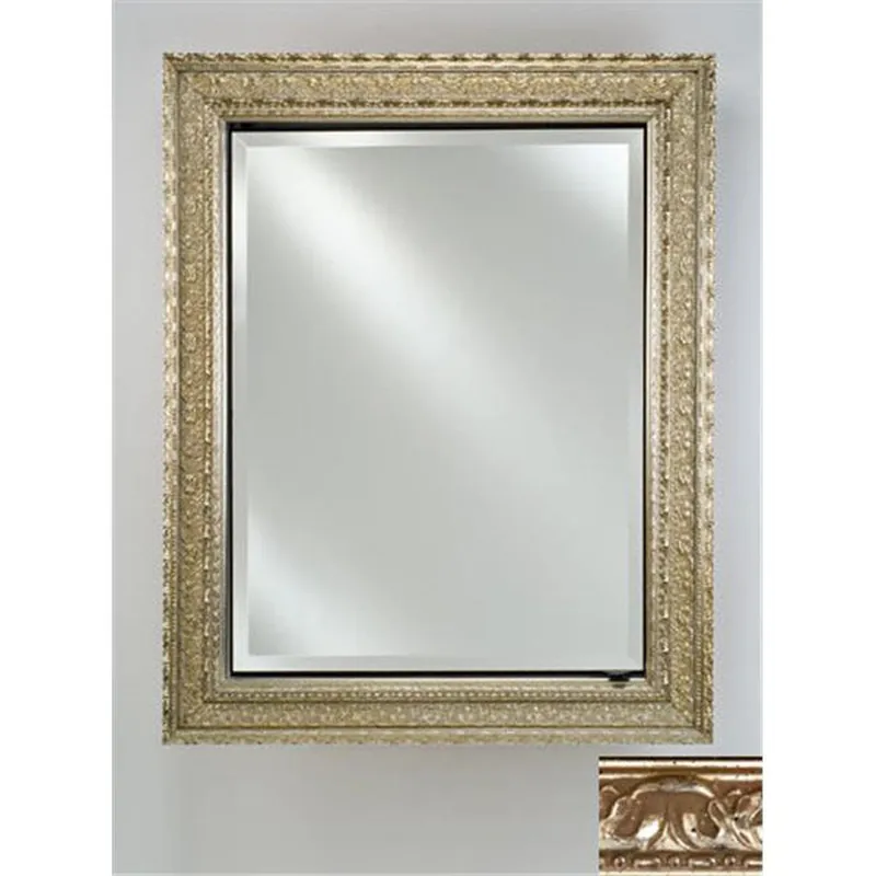 Afina Signature 17" x 30" Valencia Antique Silver Recessed Reversible Hinged Single Door Medicine Cabinet With Beveled Edge Mirror Direct From Manufacturer
