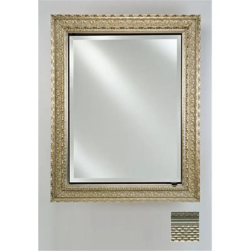 Super Sale Afina Signature 17" x 30" Elegance Antique SilverRecessed Reversible Hinged Single Door Medicine Cabinet With Beveled Edge Mirror