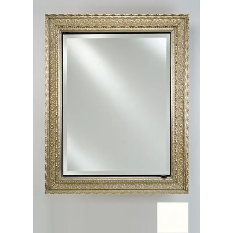 Viral Afina Signature 17" x 30" Colorgrain White Recessed Reversible Hinged Single Door Medicine Cabinet With Beveled Edge Mirror
