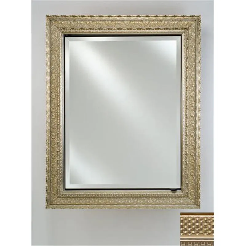 Afina Signature 17" x 26" Elegance Antique Silver Recessed Reversible Hinged Single Door Medicine Cabinet With Beveled Edge Mirror New Arrival