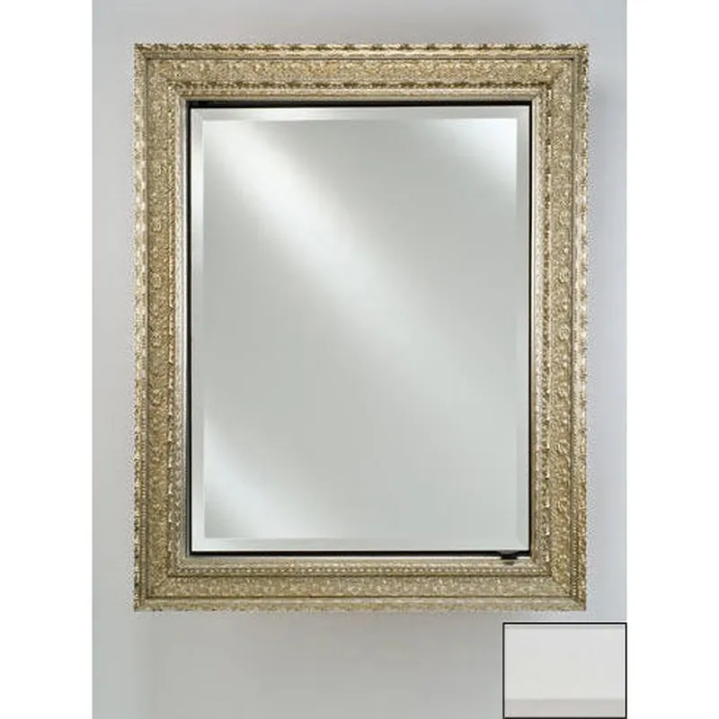 Limited Offer Afina Signature 17" x 26" Colorgrain White Recessed Reversible Hinged Single Door Medicine Cabinet With Beveled Edge Mirror