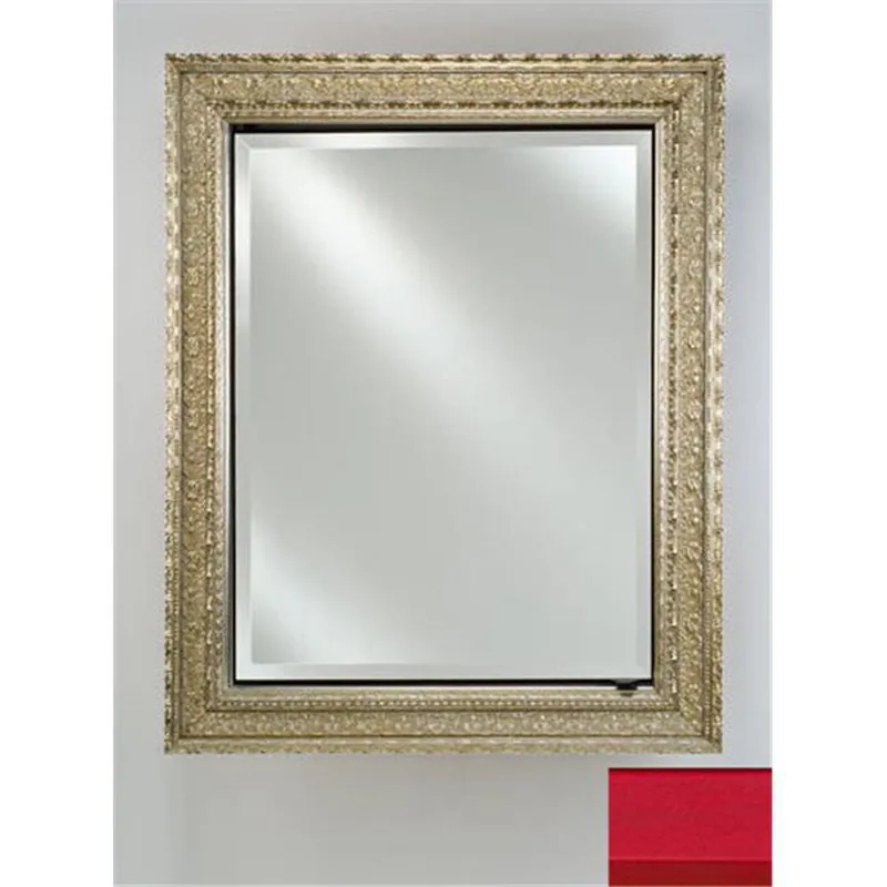 New Arrival Afina Signature 17" x 26" Colorgrain Red Recessed Reversible Hinged Single Door Medicine Cabinet With Beveled Edge Mirror