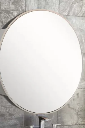Bellaterra Home 26" Silver Round Wall-Mounted Steel Framed Mirror Medicine Cabinet Today Only