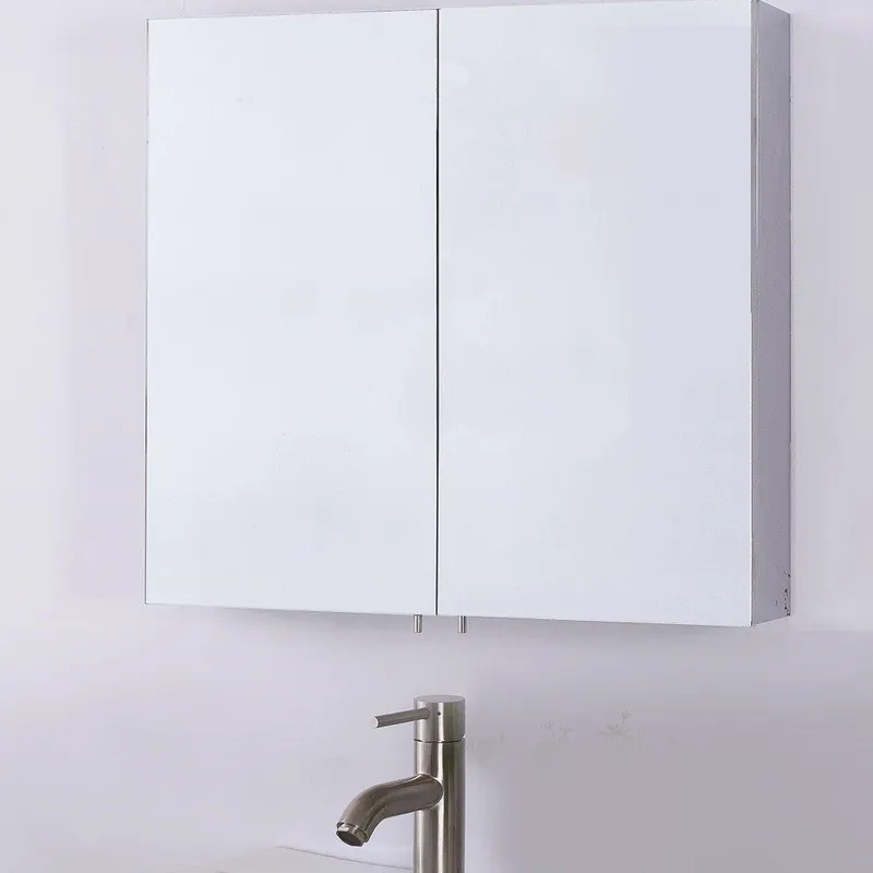 Bellaterra Home 24" x 22" Rectangle Wall-Mounted Frameless Double Door Mirror Medicine Cabinet Free Delivery