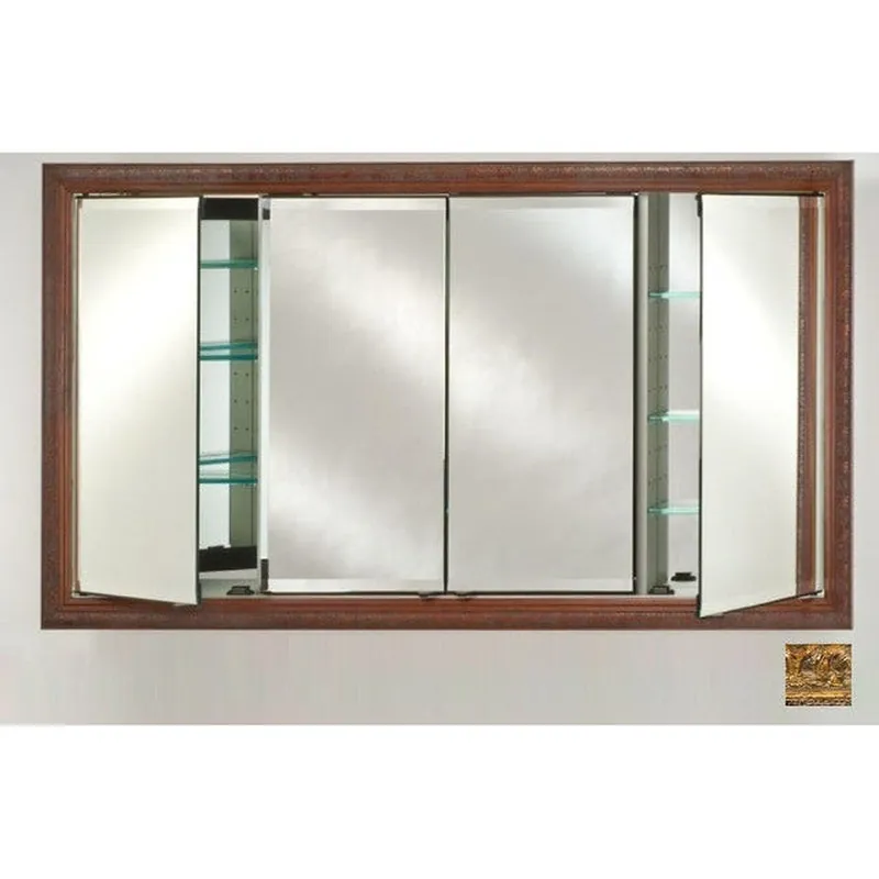 Afina Signature 63" x 36" Tuscany Antique Gold Recessed Four Door Medicine Cabinet With Beveled Edge Mirror Budget
