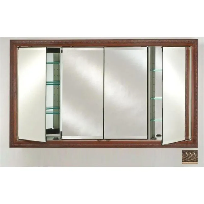 One Day Deal Afina Signature 63" x 36" Versailles Antique Pewter Recessed Four Door Medicine Cabinet With Beveled Edge Mirror