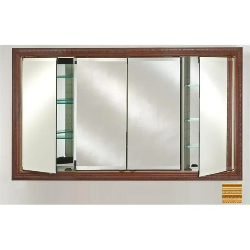 Afina Signature 63" x 36" Roman Antique Gold Recessed Four Door Medicine Cabinet With Beveled Edge Mirror Direct From Factory