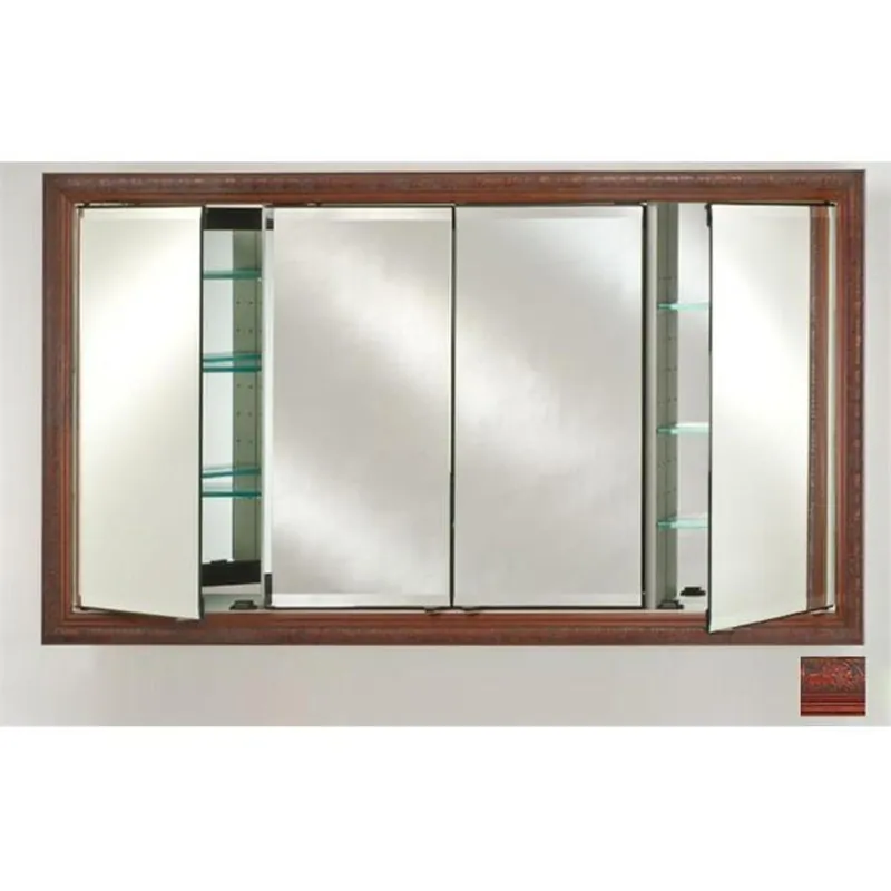 Afina Signature 63" x 36" Parliament Cherry Recessed Four Door Medicine Cabinet With Beveled Edge Mirror Big Sale