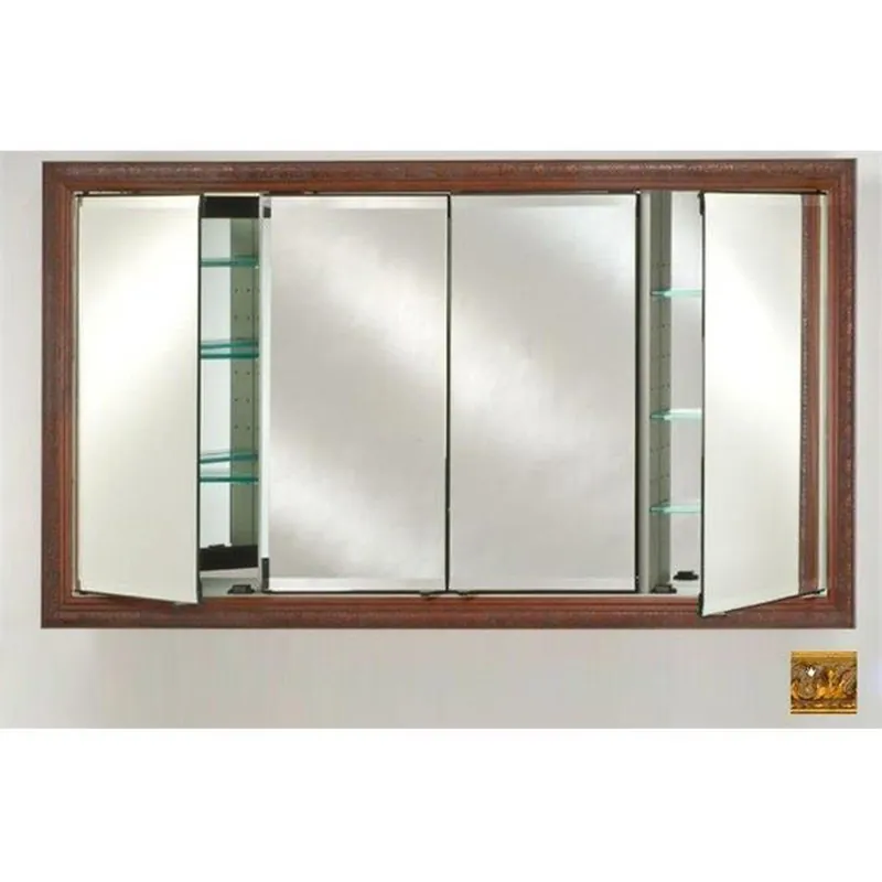 Price Cut Afina Signature 63" x 36" Valencia Antique Gold Recessed Four Door Medicine Cabinet With Beveled Edge Mirror