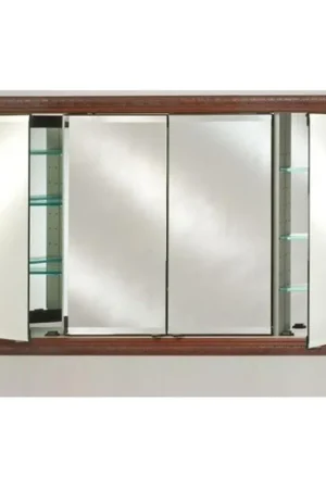 Wholesale Afina Signature 63" x 36" Chateau Antique Gold Recessed Four Door Medicine Cabinet With Beveled Edge Mirror
