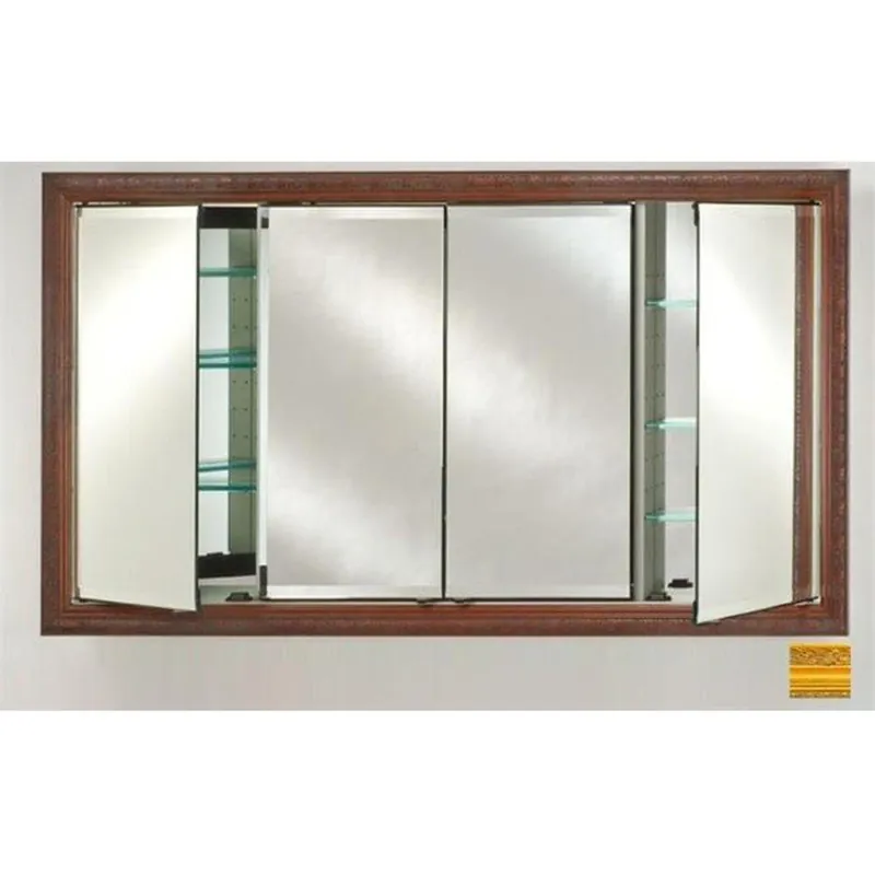 Wholesale Afina Signature 63" x 36" Chateau Antique Gold Recessed Four Door Medicine Cabinet With Beveled Edge Mirror
