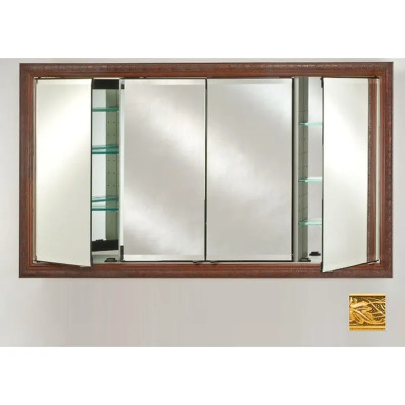 Sale Afina Signature 63" x 36" Aristocrat Antique Gold Recessed Four Door Medicine Cabinet With Beveled Edge Mirror