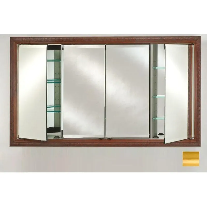 In Demand Afina Signature 63" x 36" Brushed Satin Gold Recessed Four Door Medicine Cabinet With Beveled Edge Mirror