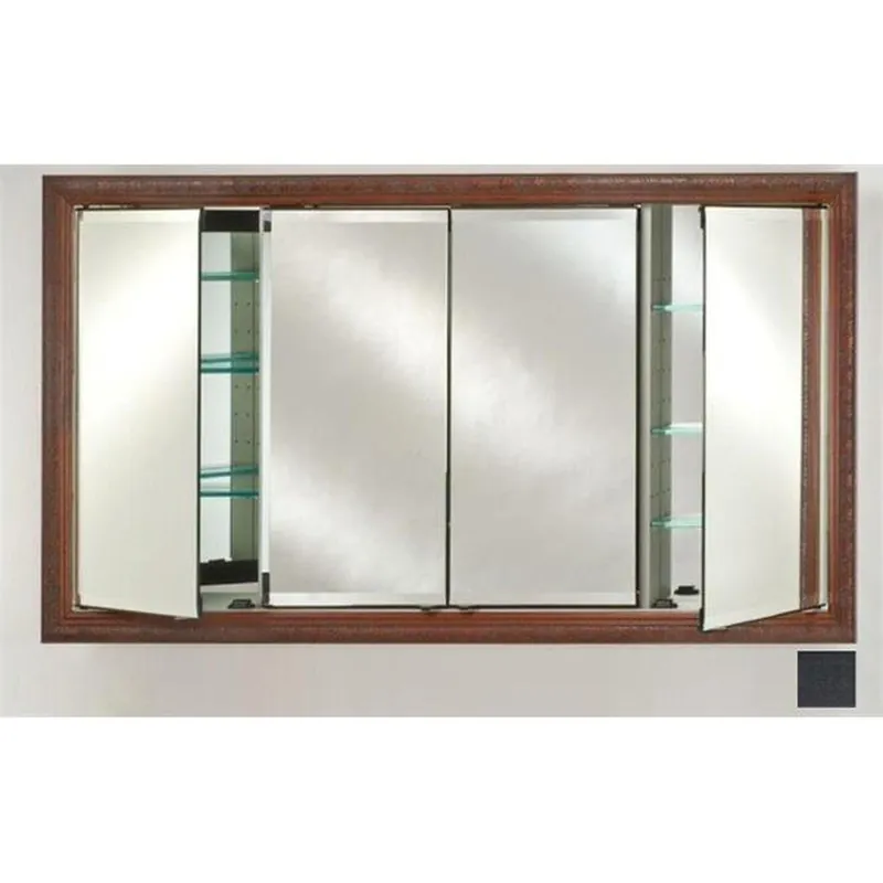 Afina Signature 63" x 36" Colorgrain Black Recessed Four Door Medicine Cabinet With Beveled Edge Mirror Trending