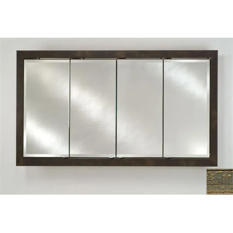 Afina Signature 58" x 30" Regal Antique Gold Recessed Four Door Medicine Cabinet With Beveled Edge Mirror Fast Shipping
