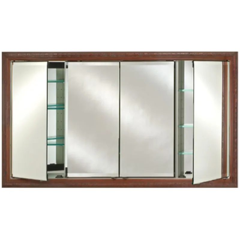 Afina Signature 58" x 30" Polished Glimmer-Scallop Recessed Four Door Medicine Cabinet With Beveled Edge Mirror Super Sale