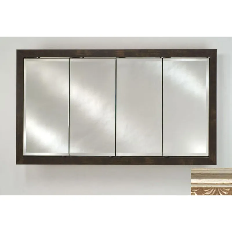 Budget Afina Signature 58" x 30" Parisian Antique Silver Recessed Four Door Medicine Cabinet With Beveled Edge Mirror