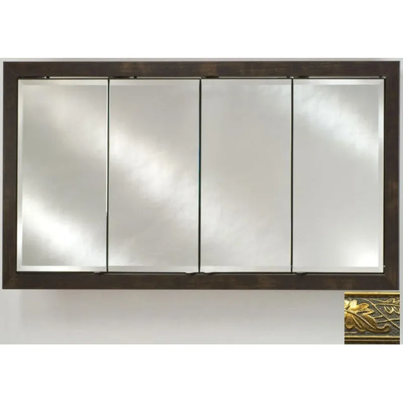 Brand New Afina Signature 58" x 30" Aristocrat Antique Gold Recessed Four Door Medicine Cabinet With Beveled Edge Mirror