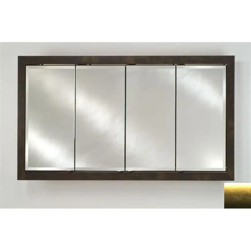 Crafted Afina Signature 58" x 30" Brushed Satin Gold Recessed Four Door Medicine Cabinet With Beveled Edge Mirror