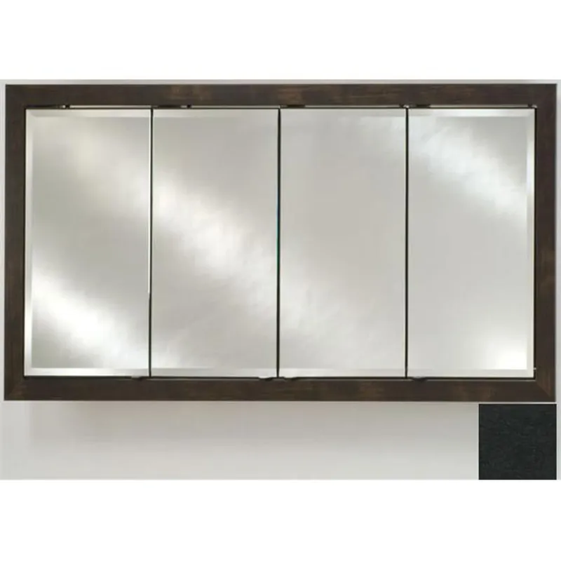 Hot Deal Afina Signature 58" x 30" Colorgrain Black Recessed Four Door Medicine Cabinet With Beveled Edge Mirror
