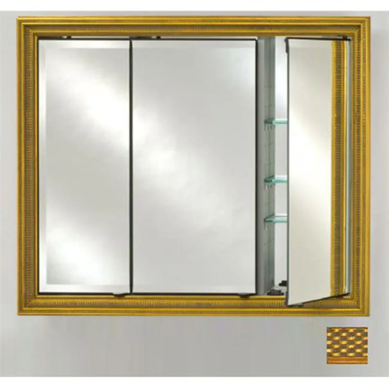 Afina Signature 47" x 36" Elegance Antique Gold Recessed Triple Door Medicine Cabinet With Beveled Edge Mirror Price Drop