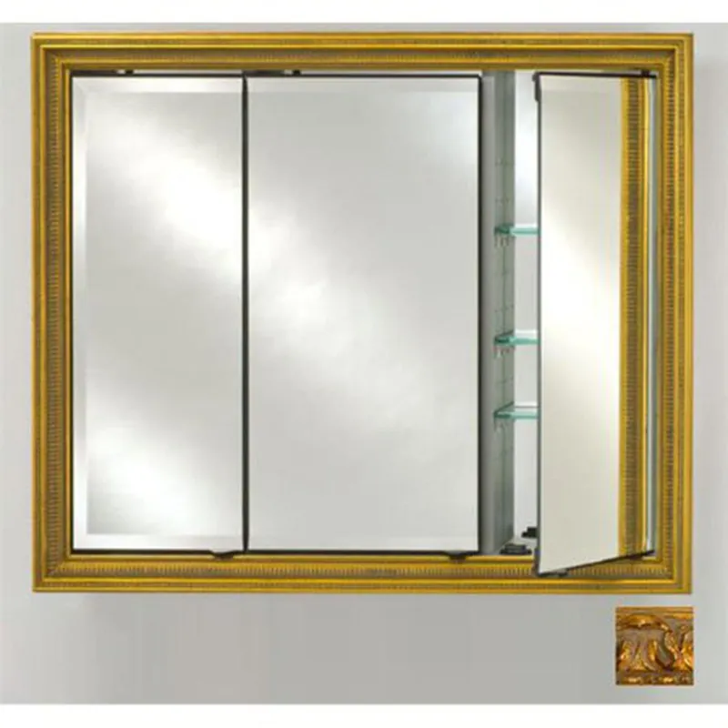 Afina Signature 47" x 36" Valencia Antique Gold Recessed Triple Door Medicine Cabinet With Beveled Edge Mirror Budget