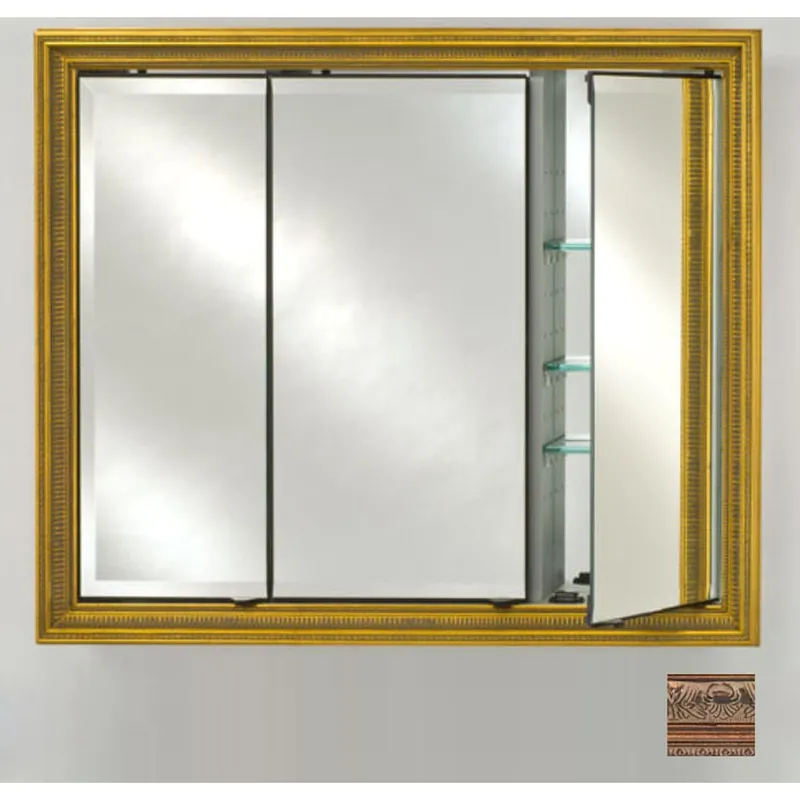 Save Now Afina Signature 47" x 36" Siena Antique Oiled Bronze Recessed Triple Door Medicine Cabinet With Beveled Edge Mirror