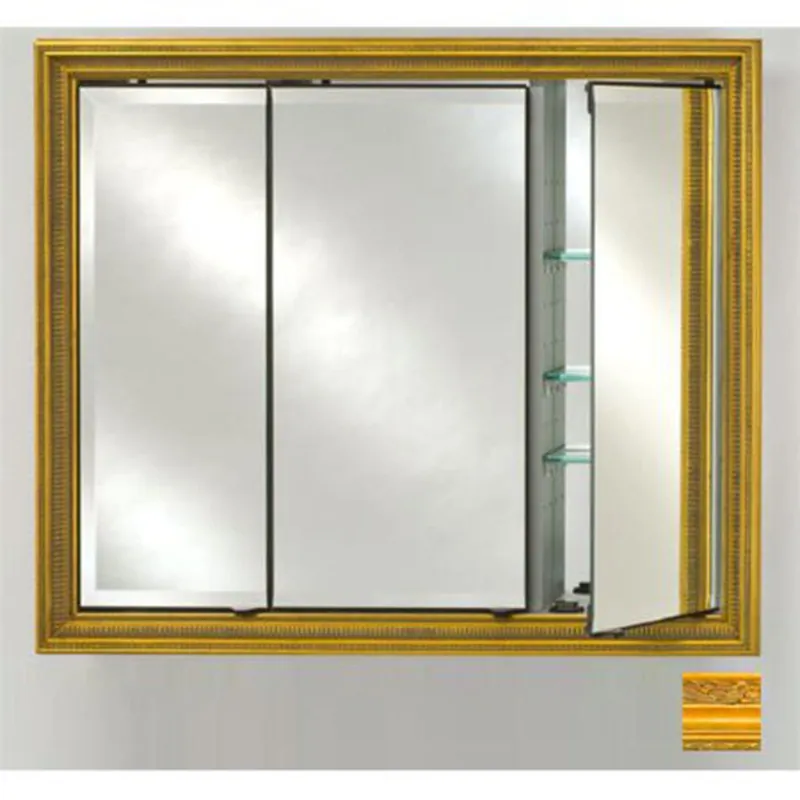 Afina Signature 47" x 36" Chateau Antique Gold Recessed Triple Door Medicine Cabinet With Beveled Edge Mirror Exclusive
