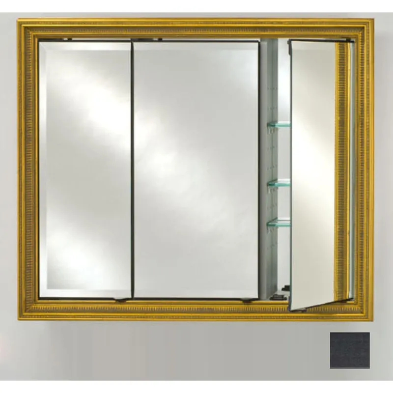 Afina Signature 47" x 36" Colorgrain Black Recessed Triple Door Medicine Cabinet With Beveled Edge Mirror Brand New