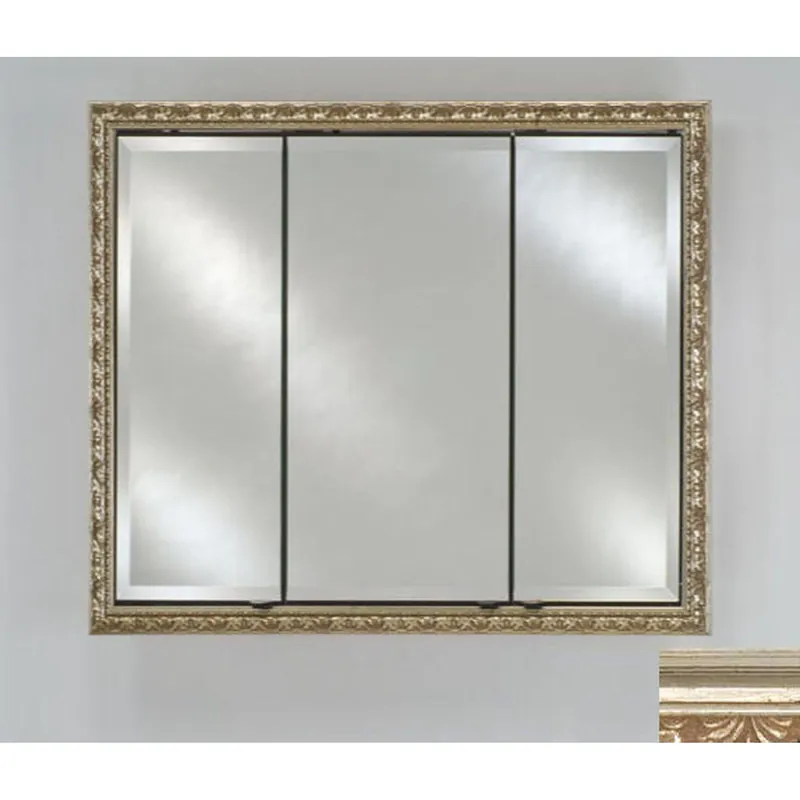 Hot Picks Afina Signature 44" x 30" Parisian Antique Silver Recessed Triple Door Medicine Cabinet With Beveled Edge Mirror