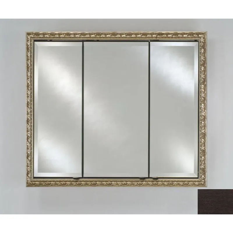 High Quality Afina Signature 44" x 30" Tribeca Espresso Recessed Triple Door Medicine Cabinet With Beveled Edge Mirror