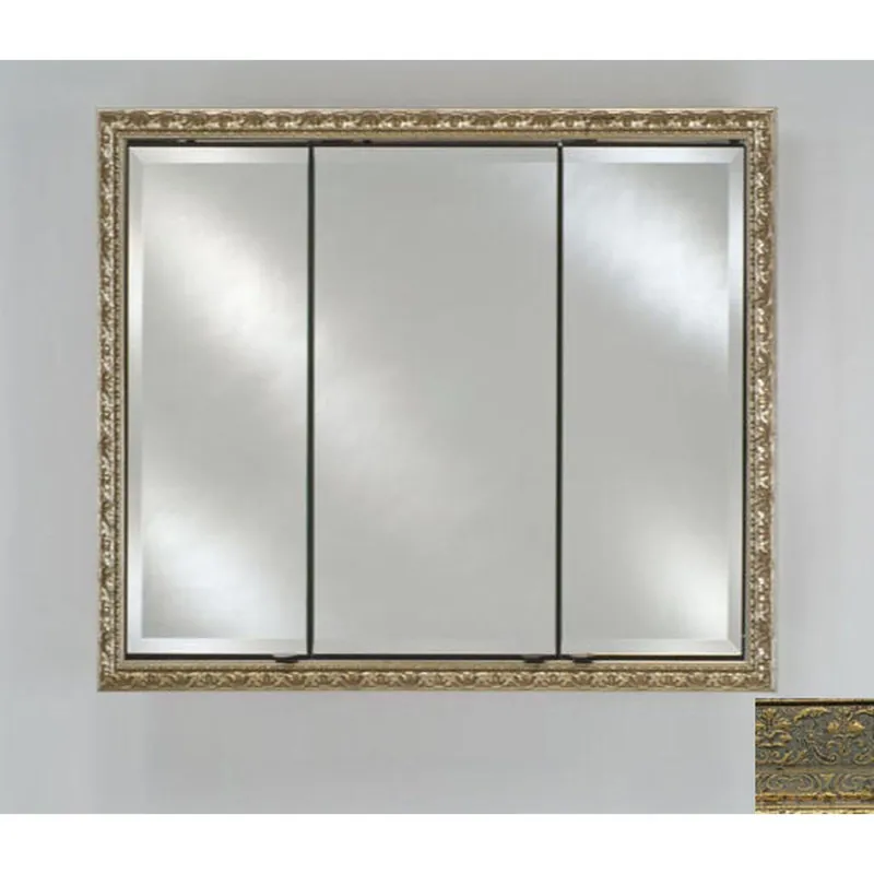 Afina Signature 38" x 30" Regal Antique Gold Recessed Triple Door Medicine Cabinet With Beveled Edge Mirror Limited Time