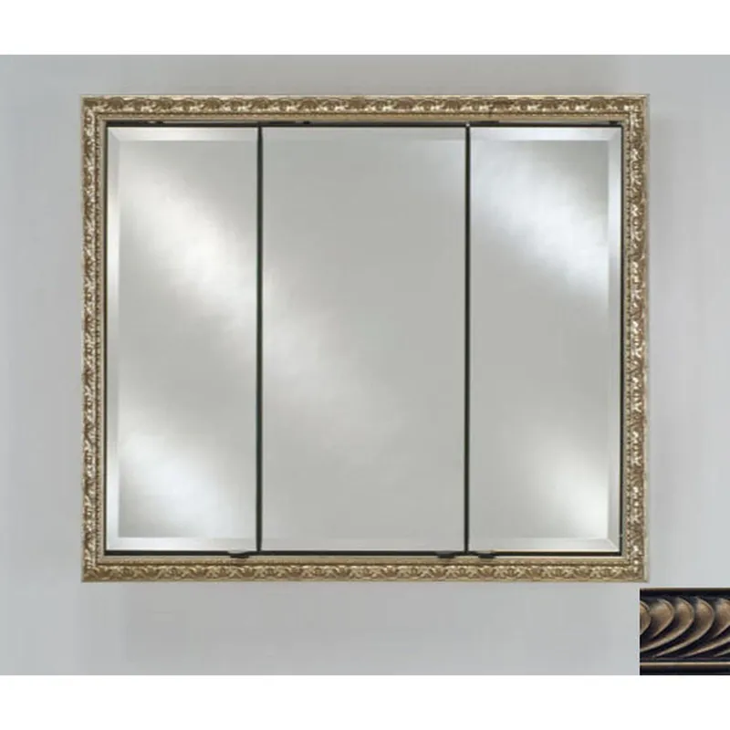 Afina Signature 38" x 30" Versailles Antique Pewter Recessed Triple Door Medicine Cabinet With Beveled Edge Mirror New Arrival
