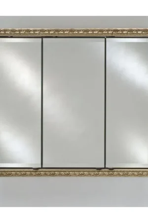 Wholesale Afina Signature 38" x 30" Elegance Antique Gold Recessed Triple Door Medicine Cabinet With Beveled Edge Mirror