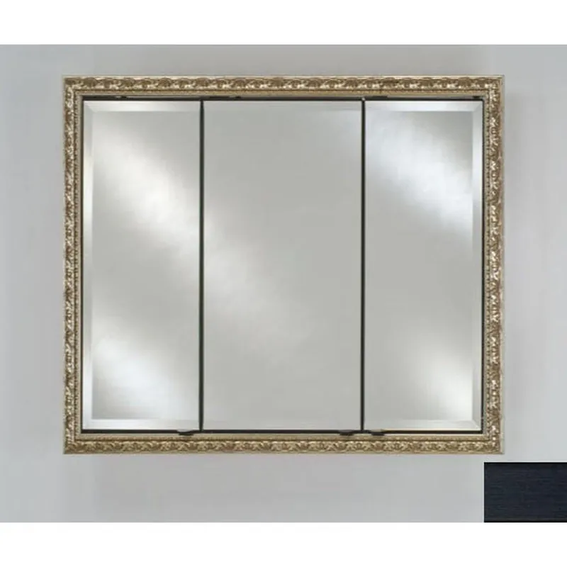 Best Price Afina Signature 38" x 30" Soho Brushed Black Recessed Triple Door Medicine Cabinet With Beveled Edge Mirror