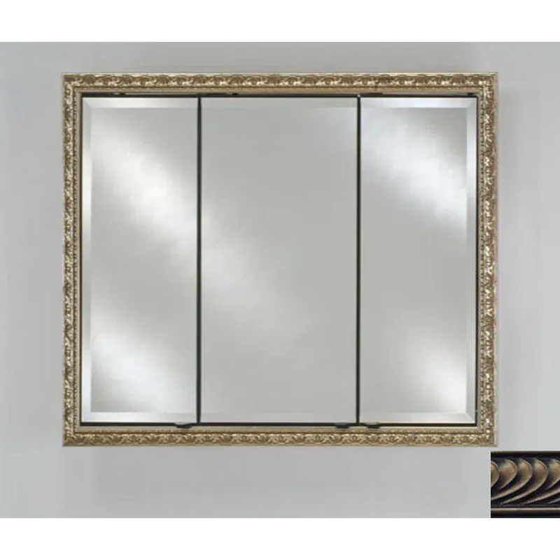 Afina Signature 34" x 30" Versailles Antique Pewter Recessed Triple Door Medicine Cabinet With Beveled Edge Mirror Bargain